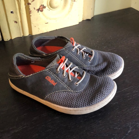 OluKai Kids Sneakers in Gray and Orange - Picture 1 of 8